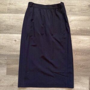 VINTAGE 80s Escada Margaretha Ley Maxi 100% Wool Skirt Size 4 / 36  Blue Pockets